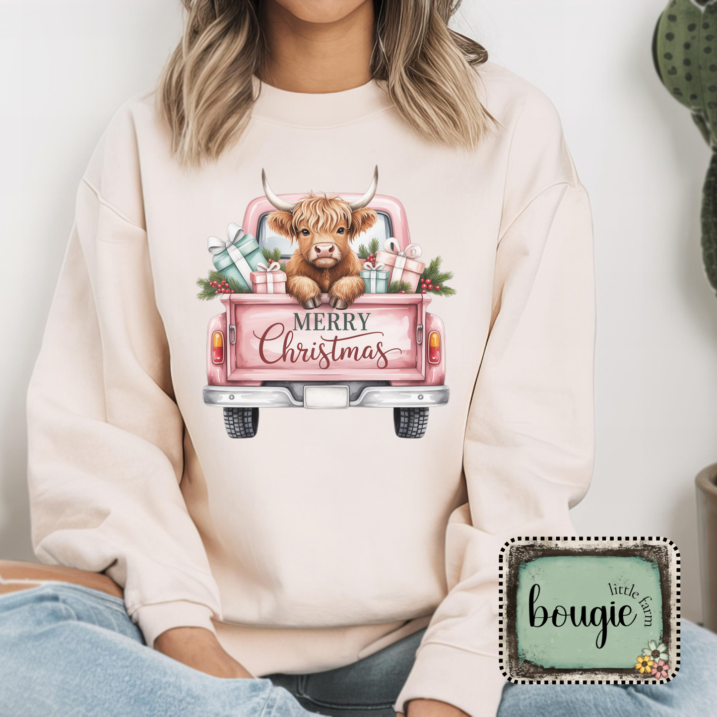 Holiday Time | Highland Cow Pink Truck