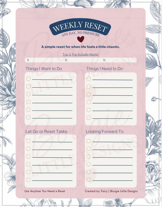 Digital Download | Weekly Reset: Any day, No Pressure