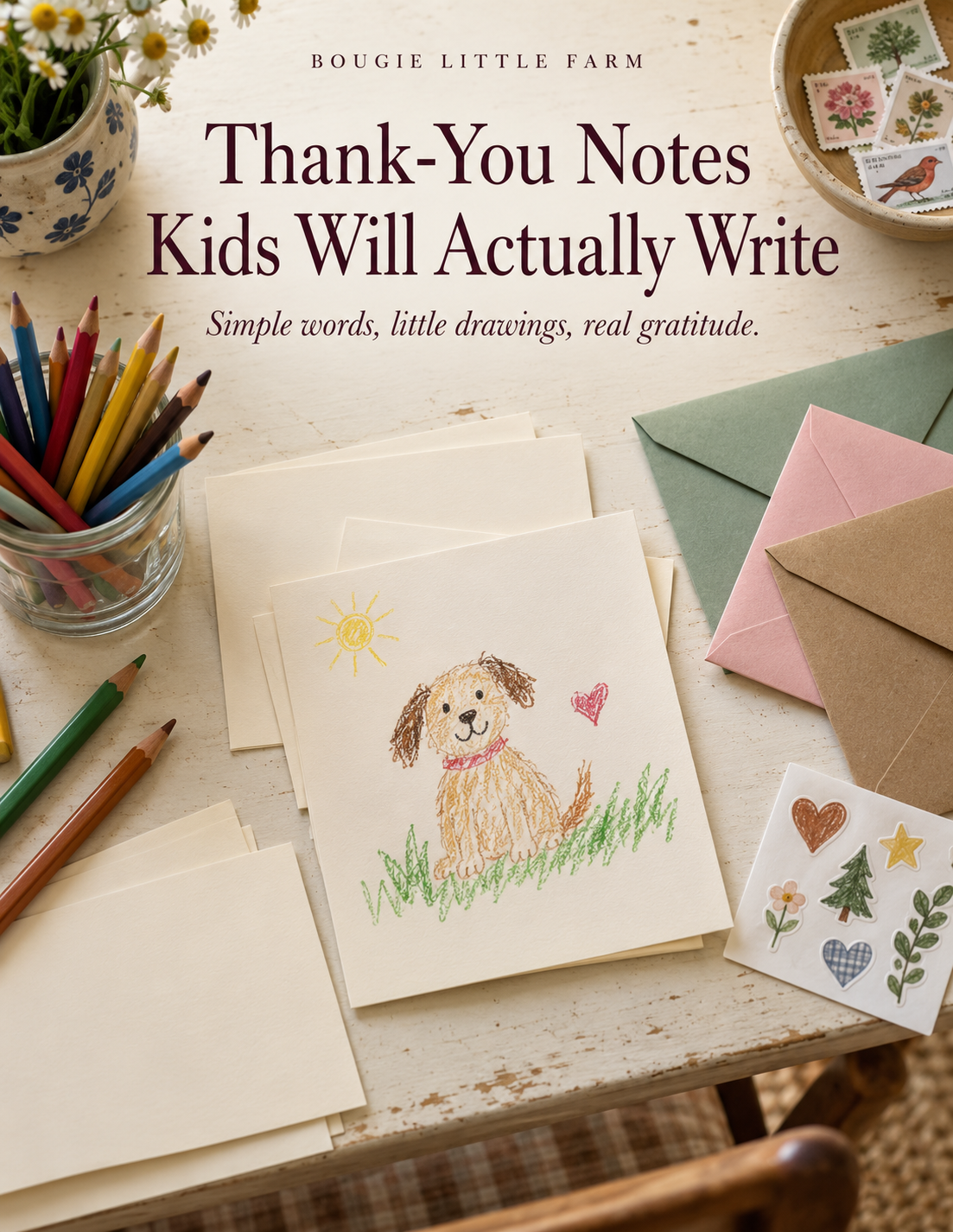 Thank-You Notes Kids Will Actually Write free printable guide by Bougie Little Farm